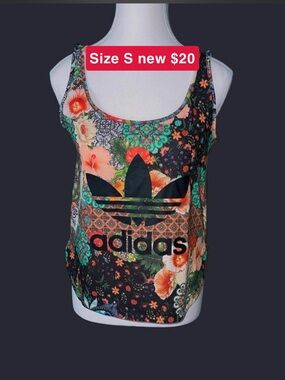 adidas Floral Multicolor Scoop Neck Tank Top